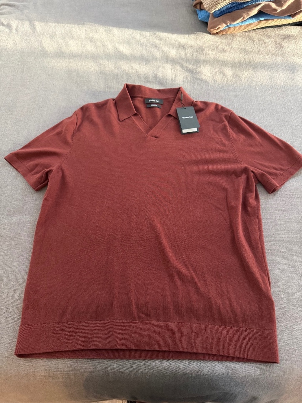 Massimo Dutti Short Sleeve Cotton Knit Polo Men’s Large Terracotta NWT